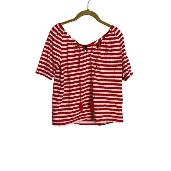 J Crew Red White Tassel Sailor Blouse XXS Nautical - Picture 1 of 5